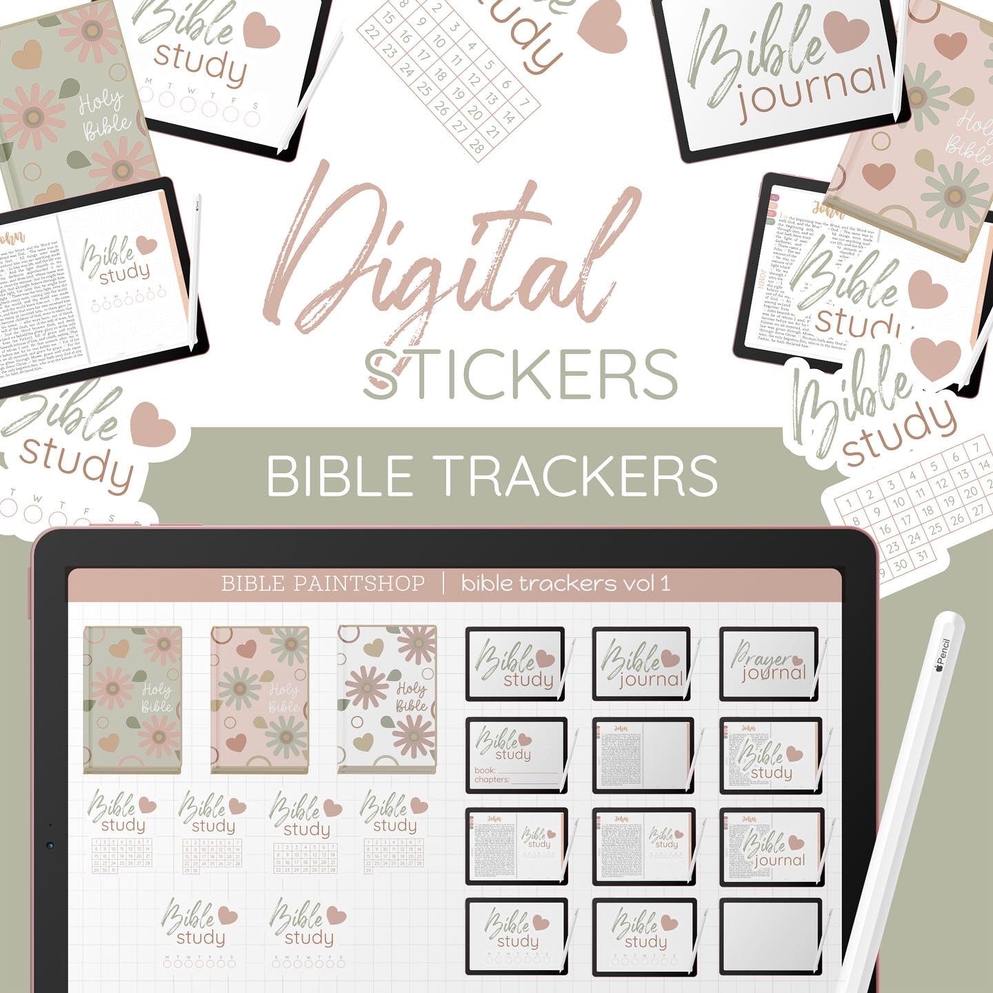 Printable Bible Journaling & Planner Stickers in Hand-painted 