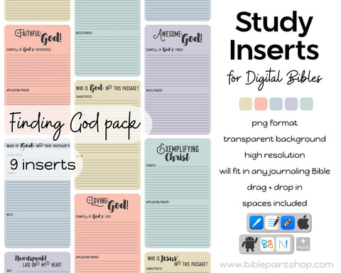 Bible Journaling Inserts | Finding God pack - Bible Paintshop