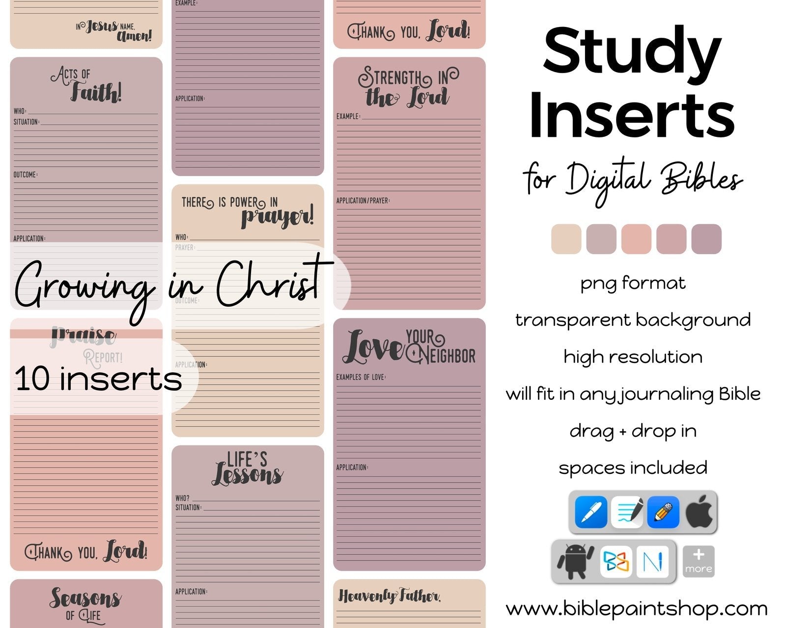 Bible Journaling Inserts | Growing in Christ pack - Bible Paintshop