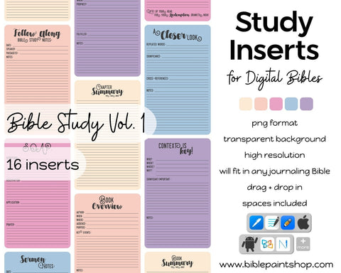 Bible Journaling Stickers | Inserts | Bible Study Vol. 1 pack - Bible Paintshop